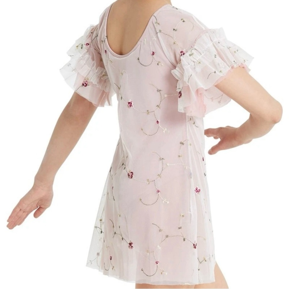 Weissman lyrical contemporary dance competition costume flutter flowers pink CL